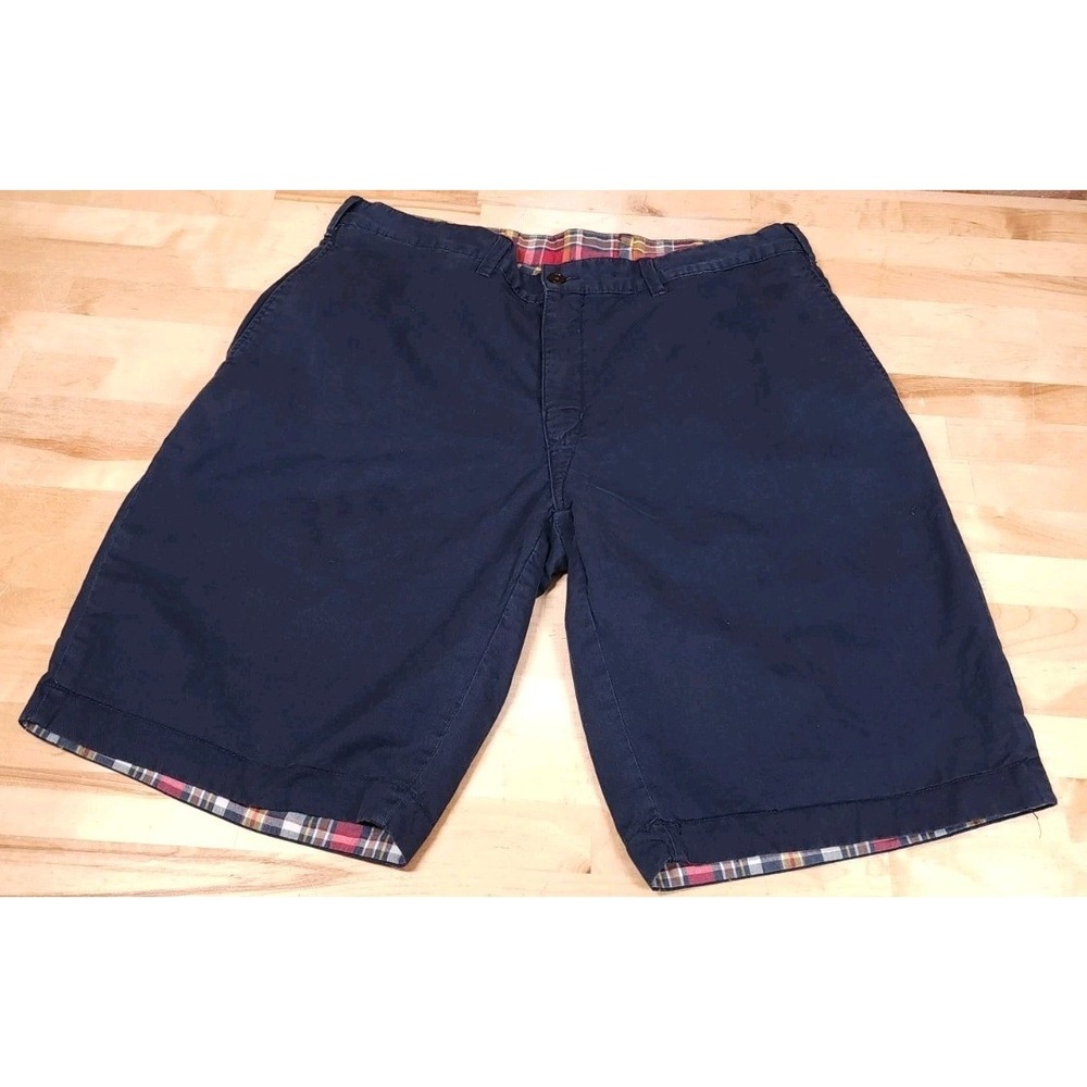 Polo Ralph‎ Lauren Reversible Shorts 35 Madras Plaid Navy Chino 90s USA Prep
